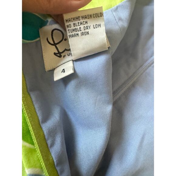 Vintage Lilly Pulitzer | Green + Blue Two Jays Print Strapless Dress | Size 4 - Picture 7 of 7